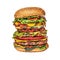 A large hamburger stacked on top of each other. Generative AI