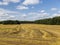 a large harvest of golden wheat on the field in summer