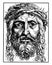 Large Head of Christ is a chiaroscuro woodcut, vintage engraving