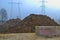 Large heaps of land from the pit for road construction,