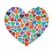 Large heart from little hearts flart UI colors vector illustration