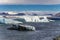 Large Ice burgs float effortlessly around Jokulsarlon Glacier Lagoon in Iceland