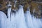 Large Icicles. Lake Baikal winter nature