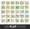 Large icons set, 600 flat color vector pictogram with round