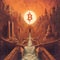 a large image of bitcoin as a symbol of hoarding, worship and financial growth