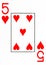 Large index playing card 5 of hearts