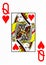 Large index playing card queen of hearts