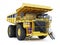 Large industrial mining dump truck on an white background.