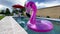 A large inflatable Flamingo in Swimming pool