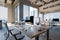 large innovative open space office with tech industry workplaces and greenery environment friendly contemporary building 3D