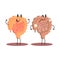 Large Intestine Human Internal Organ Healthy Vs Unhealthy, Medical Anatomic Funny Cartoon Character Pair In Comparison