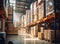 Large Inventory. Warehouse Goods Stock for Logistic shipping banner background. Created with Generative AI technology.