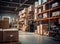 Large Inventory. Warehouse Goods Stock for Logistic shipping banner background. Created with Generative AI technology.