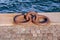 Large iron rings for mooring ships