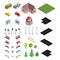 Large isometric selection of road and house and cars