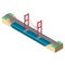 Large isometric suspension bridge.