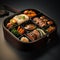 large japanese style sushi bento,generated with AI.