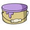 A large jar with liquid lilac paint, vector illustration in cartoon style