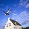 Large jet aircraft on landing approach