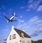 Large jet aircraft on landing approach