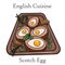 Large juicy cutlets stuffed with boiled egg on a dark wooden background. Scottish cutlet