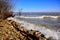 Large Lake Michigan Winter Waves Pound the Shoreline