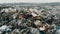 Large landfill during winter. Aerial view.