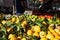 Large lemons on outdoor market stall