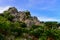 Large limestone rock formations in Daisekirinzan park in Okinawa