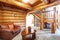 Large log cabin house interior - cozy Sitting room