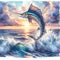 A large marlin swims in the sea. Generative AI