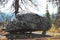 Large megalithic seid stone boulder in the nature reserve on mountain Vottovaara, Karelia, Russia