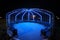 Large metal arbor with blue backlight in the