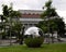 Large metallic sphere in front of The Fullerton Hotel in Singapore
