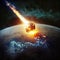 A large Meteor burning and glowing as it hits the earth\\\'s atmosphere.