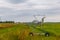 Large mobile irrigation system on a soybeans and corn  farm in rural Nebraska USA