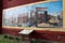 Large mural depicting every day life on the Erie Canal, Canastota, NY, summer, 2020