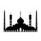 Large Muslim mosque, a place of worship to Allah, vector icon silhouette mosque sign of Islam