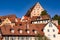 A large number of half-timbered houses like the Kornspeicher have been preserved in the historic old town of Schwaebisch Hall in s