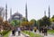 A large number of Istanbul residents and tourists daily visit the Sultan Ahmet Square in front of the Blue Mosque Sultan Ahmet Ca