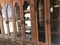 A large old antique antique wooden bookcase, documents in the Arab Islamic Mosque, a temple for prayers to God