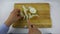 Large onion cutting on a cutting board