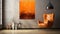 Large Orange Abstract Painted Art: Atmospheric Landscapes On Canvas