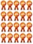 Large orange discount ribbon set, vector illustration