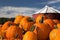 Large Orange Pumpkins with Red Silo