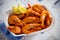 Large orange shrimp in bowl