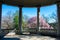 A Large Ornamental Balcony With Two Pillars at Elkins Estate