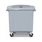 Large outdoor plastic dustbin with hinged lid and wheels. Wheeled dust bin. Big industrial trash waste container