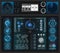 A large package of hud elements, graphics, displays, analog and digital instruments, radar scales. Abstract HUD.