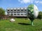 Large painted Easter egg near Sumy Oblast Universal Scientific Library named after N.K. Krupska